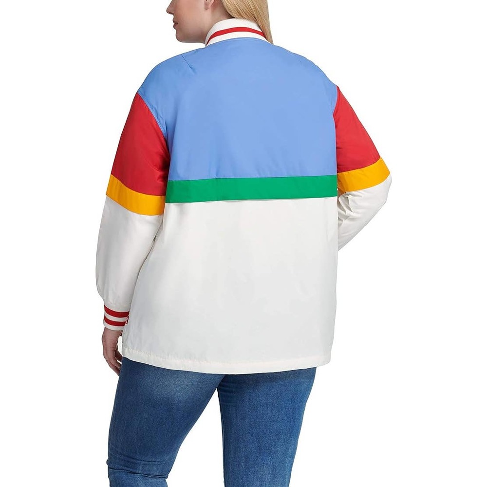 New Levi's Women's Nylon Retro Colorblocked Logo Bomber Jacket Sz Large - Picture 12 of 13